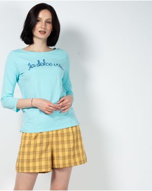 Bluza din bumbac cu maneca trei sferturi N230514009