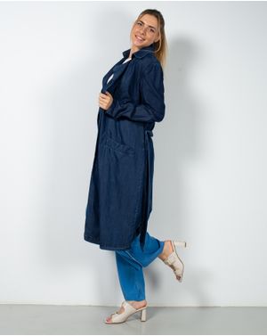 Pardesiu fara inchidere cu buzunare si cordon in talie 2100803005