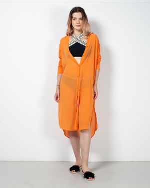 Rochie de plaja cu nasturi si fante laterale 23KOS98003