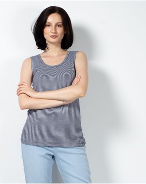 Top din bumbac in dungi fara maneci N230434004