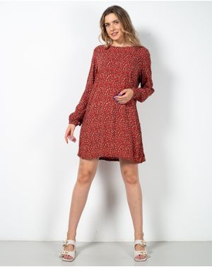 Rochie scurta cu imprimeu si maneca lunga N230436012