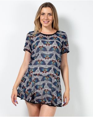 Rochie scurta cu dublura si maneca scurta 23ITT42016