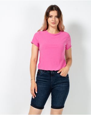 Tricou uni cu striatii si maneca scurta  23PRX01006