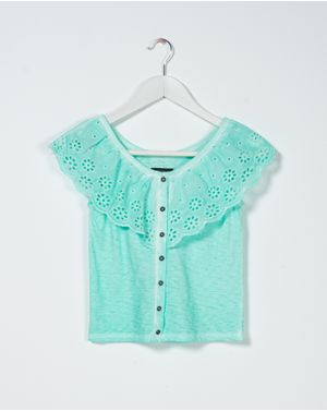 Bluza uni din bumbac cu model perforat pentru fete N230806007