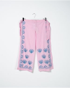 Pantaloni de plaja din bumbac cu talie reglabila N230638001