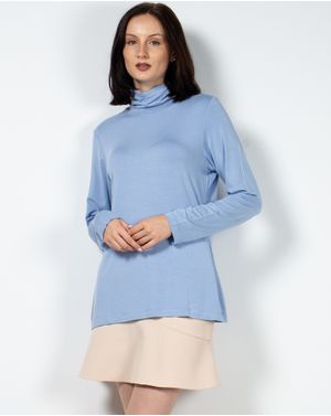 Bluza uni cu guler inalt si maneca lunga 23KOSF1044