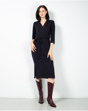 Rochie cu guler ascutit si cordon in talie 23PRX02004