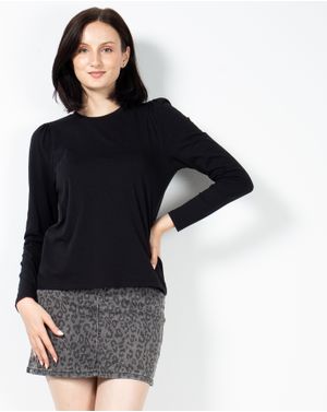 Bluza din bumbac cu fronseuri pe maneca N230733006