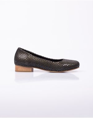 Pantofi din piele naturala cu talpa joasa si insertii metalizate N231301003