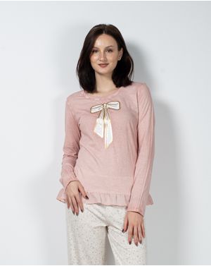 Bluza de pijama din bumbac cu efect prespalat 23ITT94011