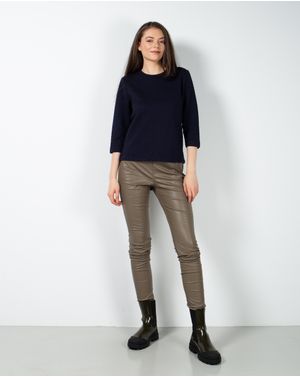 Pantaloni uni cu talie inalta si fermoar lateral 23ITTD6009