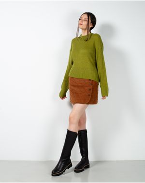 Fusta scurta din bumbac cu nasturi si buzunare N231004006