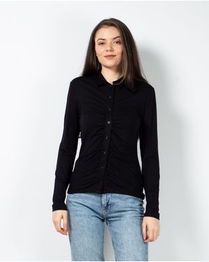 Bluza uni cu nasturi si guler ascutit 23ALNA7016