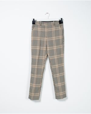Pantaloni in carouri cu elastic in talie 23ITTH1009