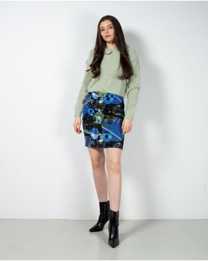 Fusta scurta cu fermoar la spate si imprimeu 23DAV07012