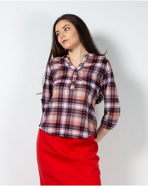 Bluza in carouri cu maneci reglabile 24PUZ93099