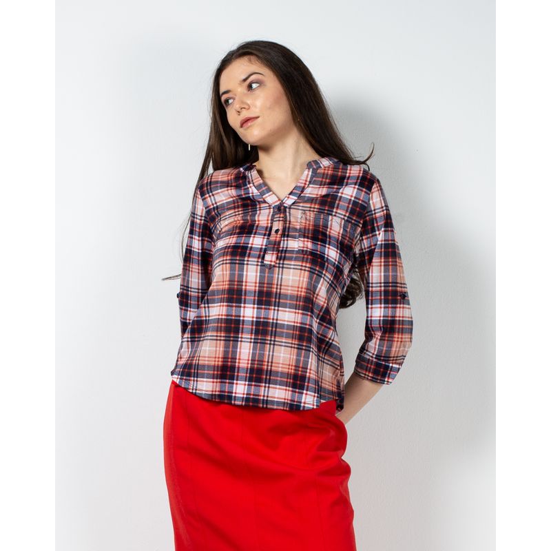 Bluza-in-carouri-cu-maneci-reglabile-24PUZ93099