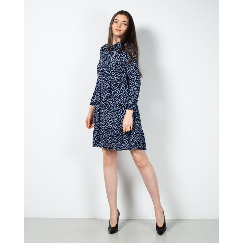 Rochie-scurta-cu-imprimeu-si-nasturi-la-baza-gatului-24PUZ93106