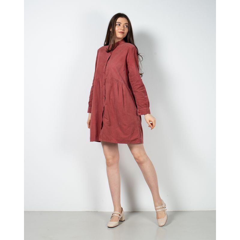 Rochie-scurta-din-bumbac-cu-maneci-reglabile-24PUZ93127