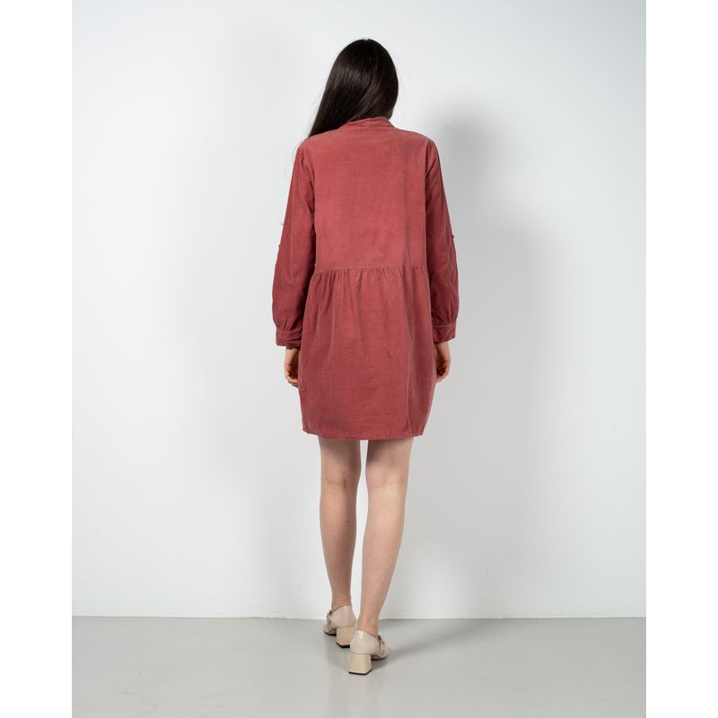 Rochie-scurta-din-bumbac-cu-maneci-reglabile-24PUZ93127