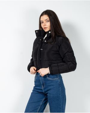 Geaca crop cu fermoar si snur in talie 24PUZ93026