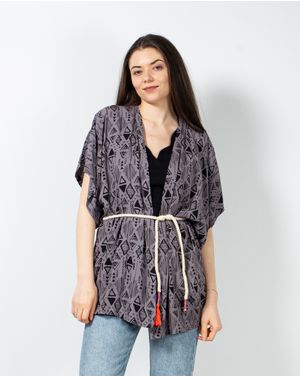 Blazer cu maneca scurta si cordon in talie 23ITT93006