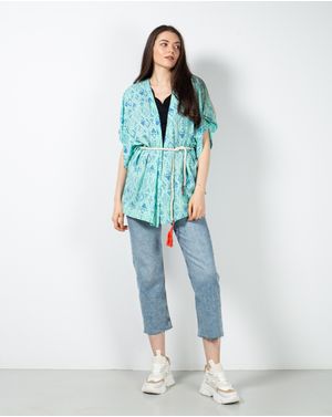Blazer cu imprimeu si cordon in talie 23ITTB4025