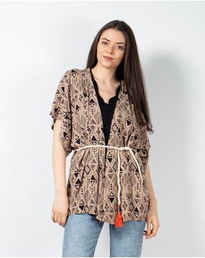 Blazer cu imprimeu si cordon in talie 23ITTB4026