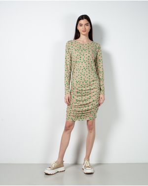 Rochie midi cu fronseuri si maneca lunga 23MAY18024