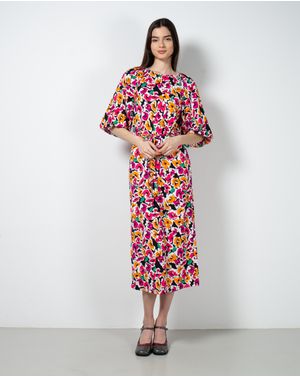 Rochie dreapta cu maneci bufante 24YEL20006