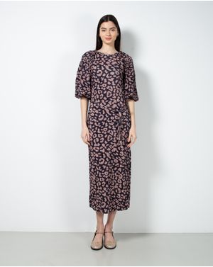 Rochie creponata cu maneci bufante 24YEL20020