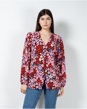 Bluza cu decolteu si imprimeu floral 24YEL20022