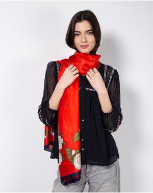 Esarfa rosie cu model floral