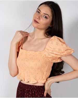 Bluza cu maneci bufante si model perforat 23ITTH9030