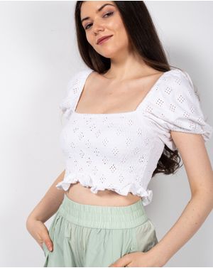 Bluza cu maneci bufante  si bust elastic23ITTH9072