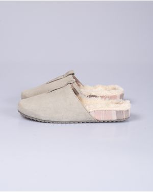 Papuci de casa din piele naturala cu interior imblanit N231410002