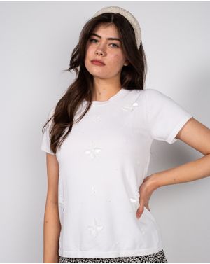 Bluza cu maneca scurta si aplicatii N240336001