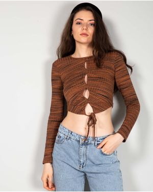 Bluza din bumbac texturat cu maneca lunga 23SPO09068