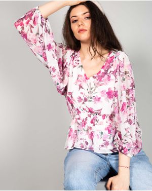 Bluza cu imprimeu floral si maneci largi N240304002