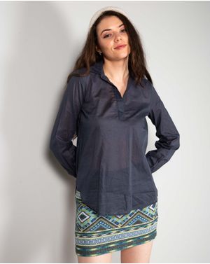 Bluza din bumbac cu guler ascutit N240328001