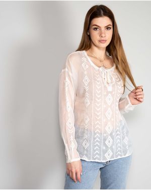 Bluza subtire cu model brodat si maneca lunga N240305002