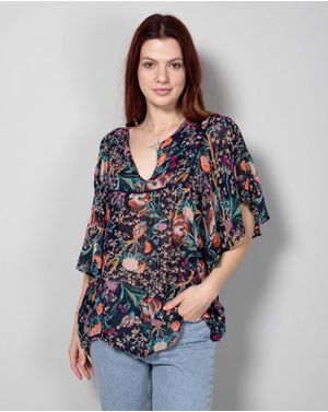 Bluza lejera cu imprimeu floral si maneci fluture N240503001