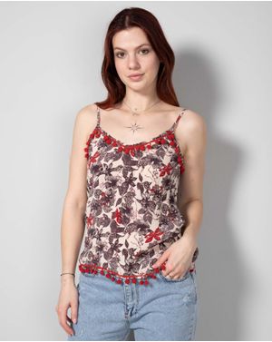 Top cu imprimeu si bretele reglabile N240503003