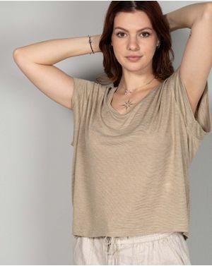 Bluza cu fante laterale si maneca scurta N240423005