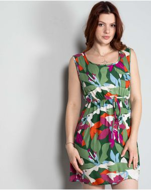 Rochie scurta din bumbac cu elastic in talie N240458001