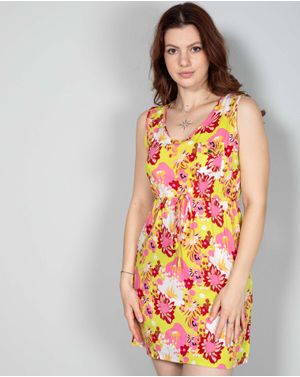 Rochie din bumbac cu imprimeu si buzunare N240458003