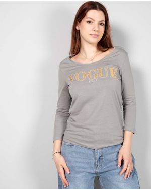 Bluza casual din bumbac cu maneci trei sferturi 24CDE06039