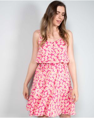 Rochie din vascoza cu bretele subtiri si imprimeu floral 24LGD08015