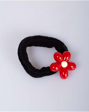Elastic negru cu floare rosie de par