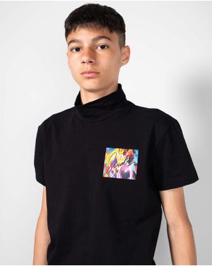 Tricou din bumbac cu guler mic 24KOS03107